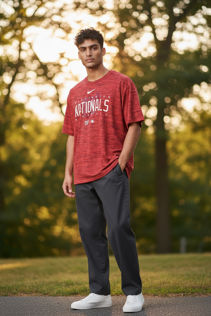 Washington Nationals Nike Dri-FIT Shirt – Red & Black (Size L)