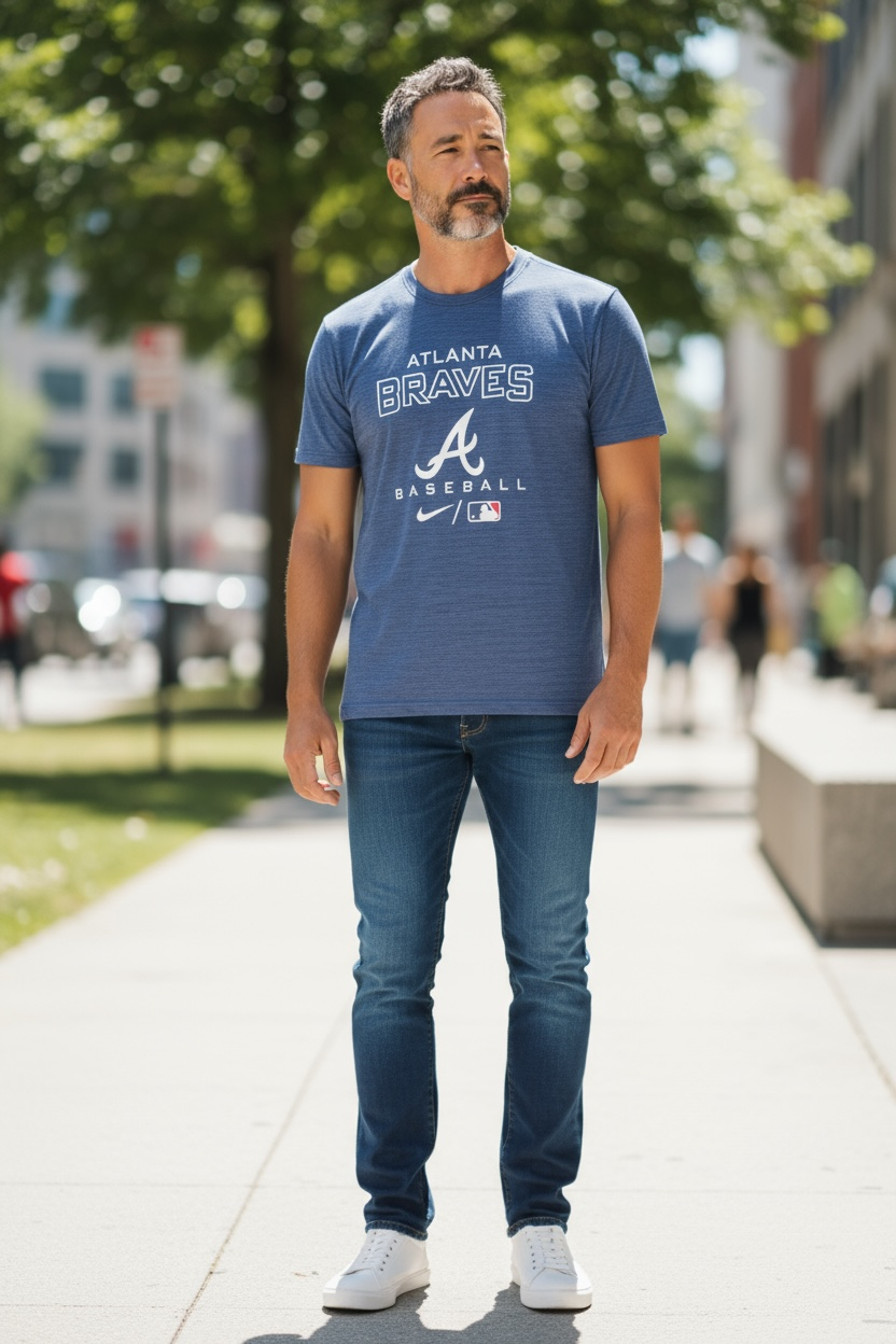 Atlanta Braves Nike Dri-FIT Shirt – Blue (Size M, Short Sleeve)