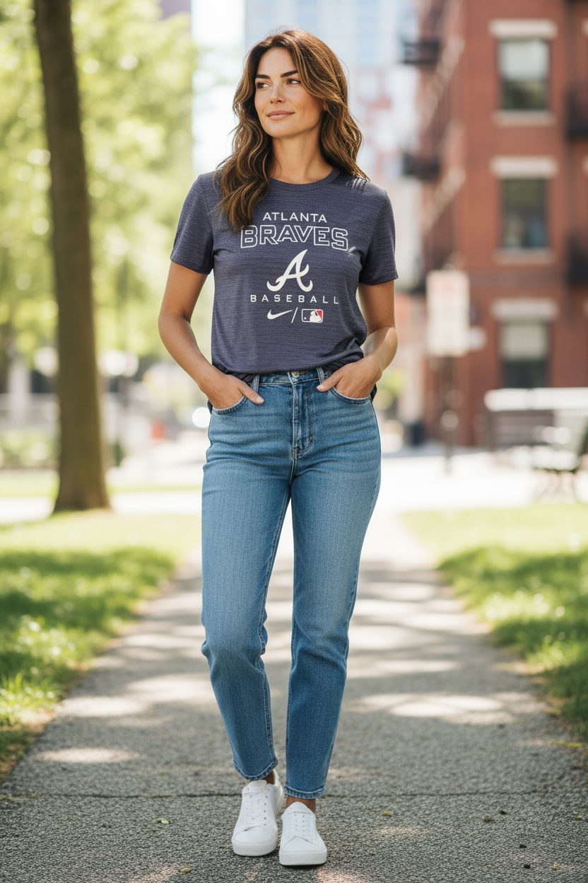 Atlanta Braves Nike Dri-FIT Shirt – Blue (Size M, Short Sleeve)