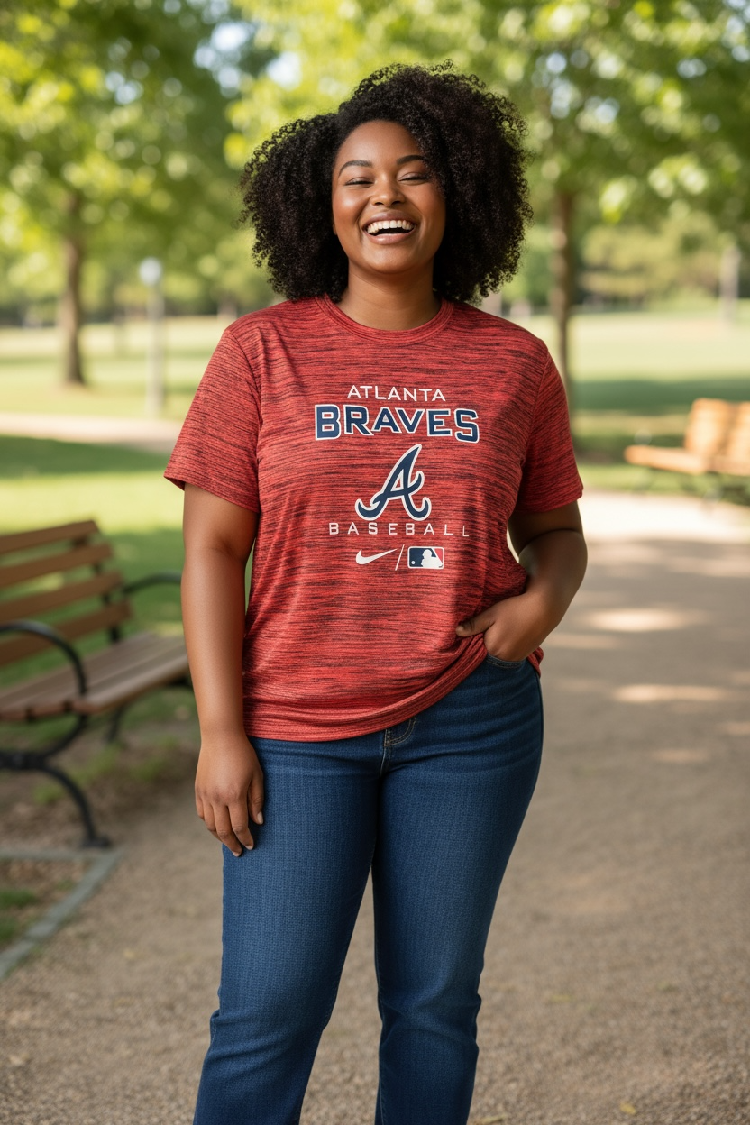 Atlanta Braves Nike Dri-FIT Shirt – Red (Size M, Short Sleeve)