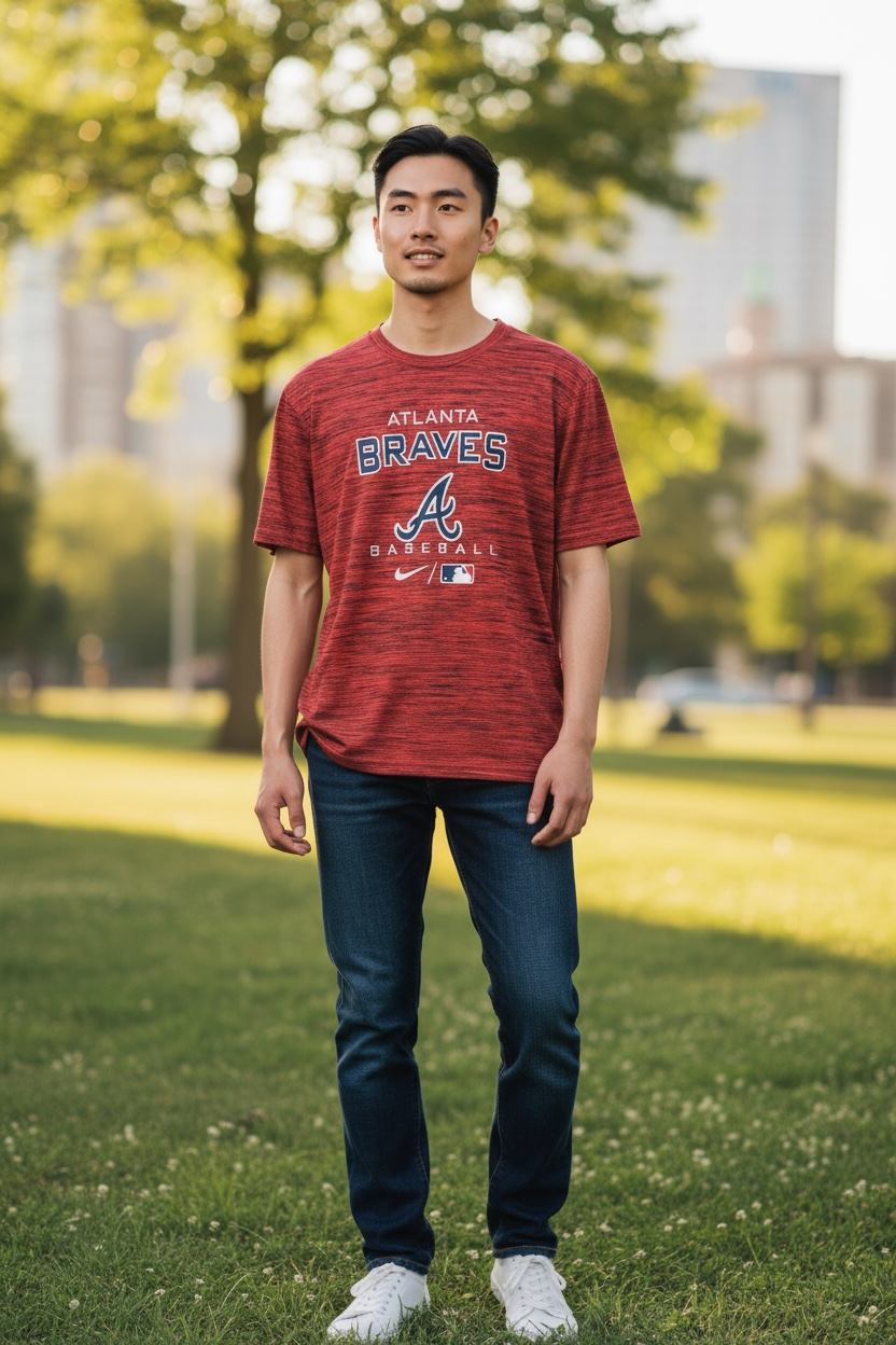 Atlanta Braves Nike Dri-FIT Shirt – Red (Size M, Short Sleeve)