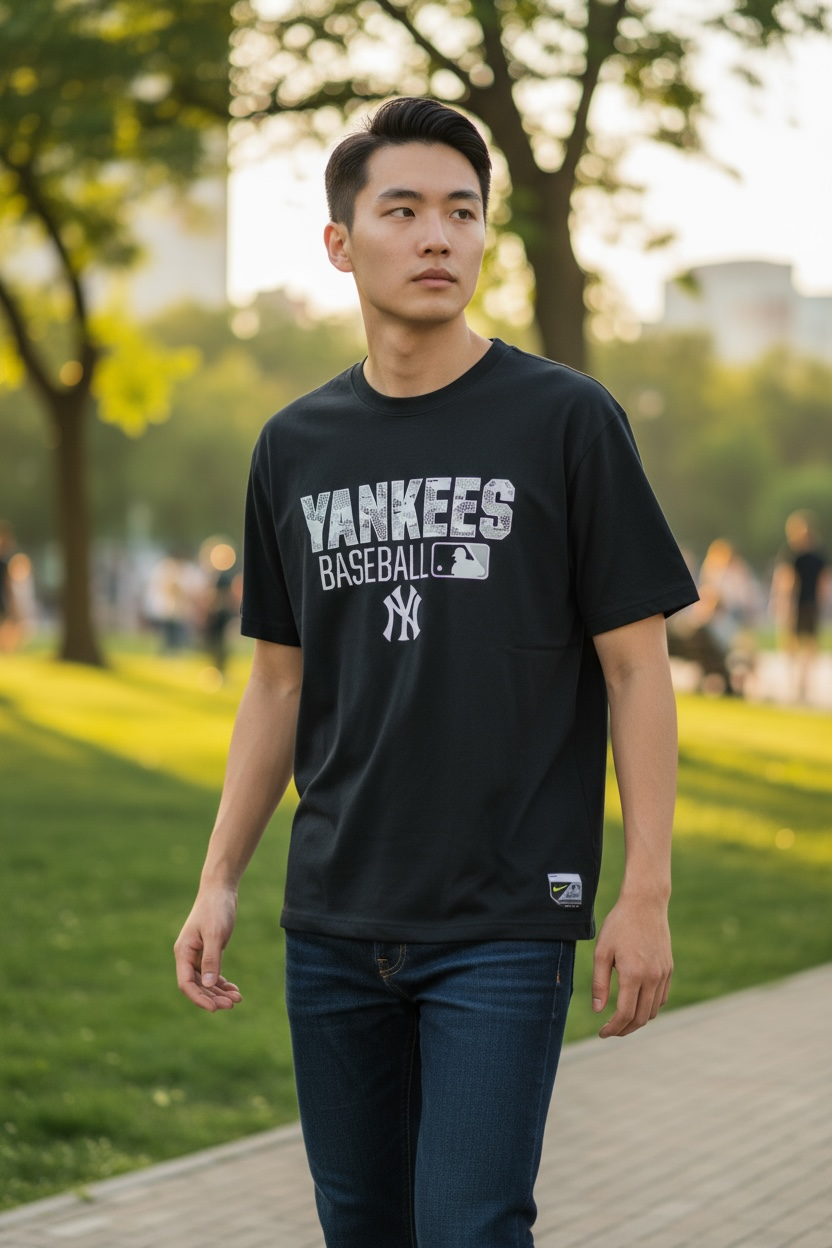 New York Yankees Nike Dri-FIT Shirt – Navy Blue (Size L, Short Sleeve)
