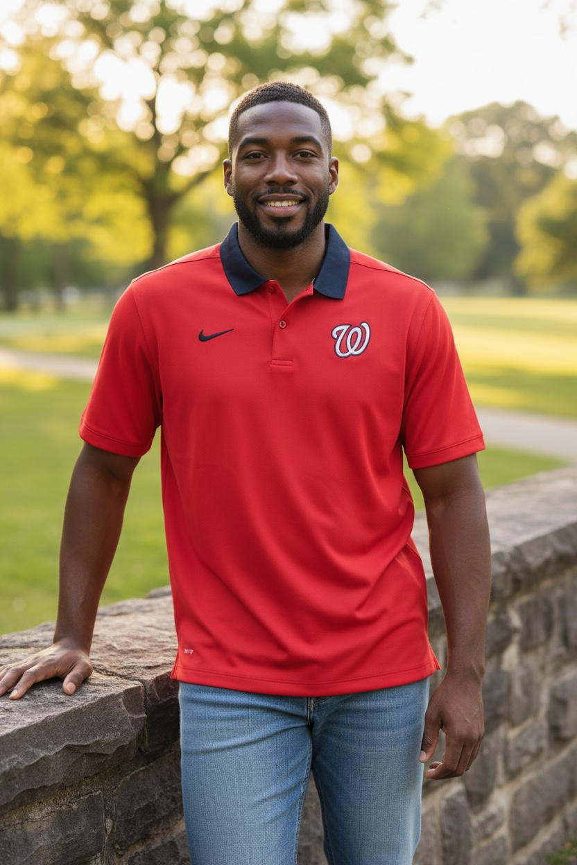 Washington Nationals Men’s Dri-FIT Polo – Nike (Size L, Short Sleeve)