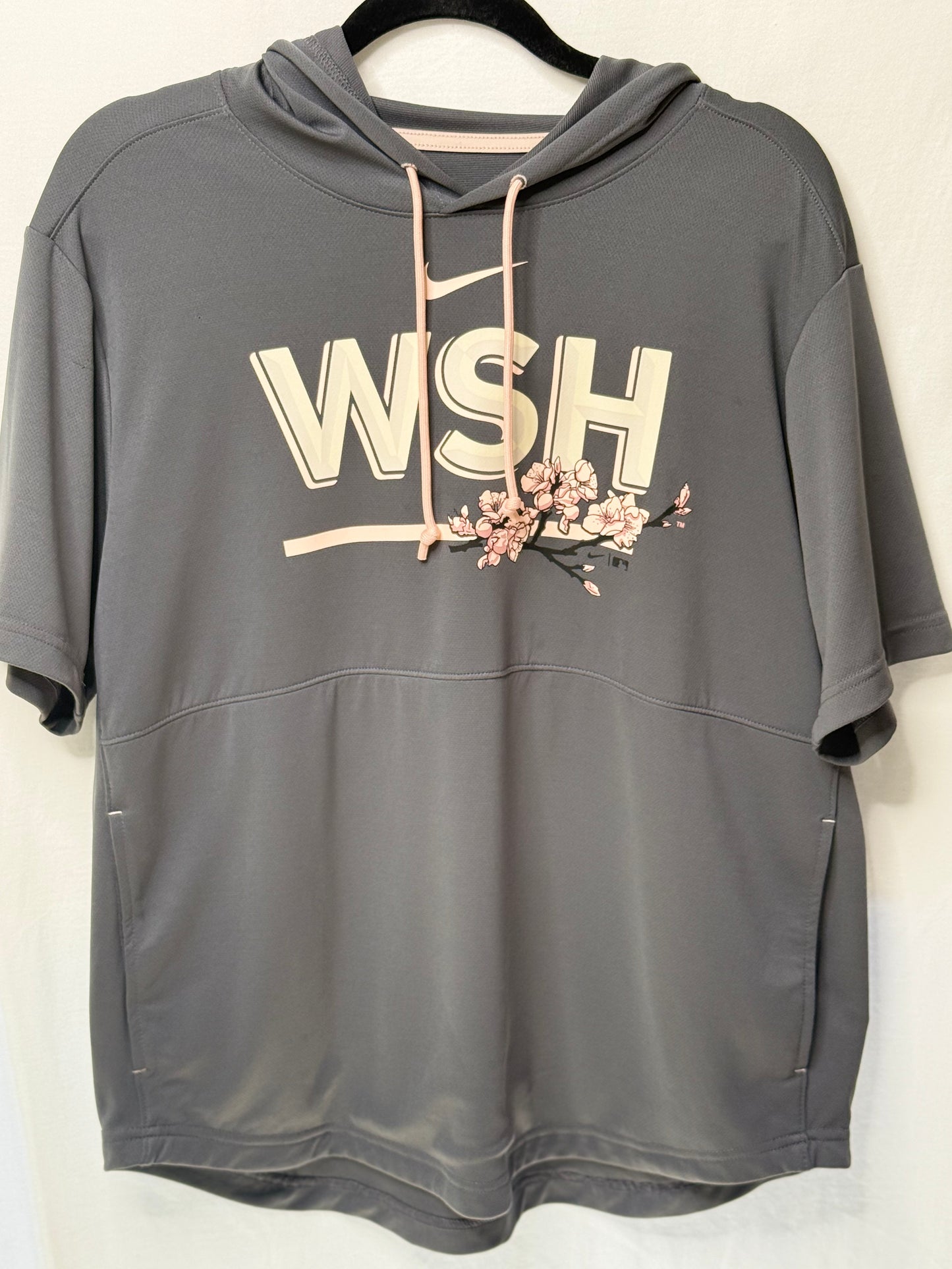 Washington Nationals Nike Dri-FIT Cherry Blossom Short Sleeve Hoodie – Gray (Size L)