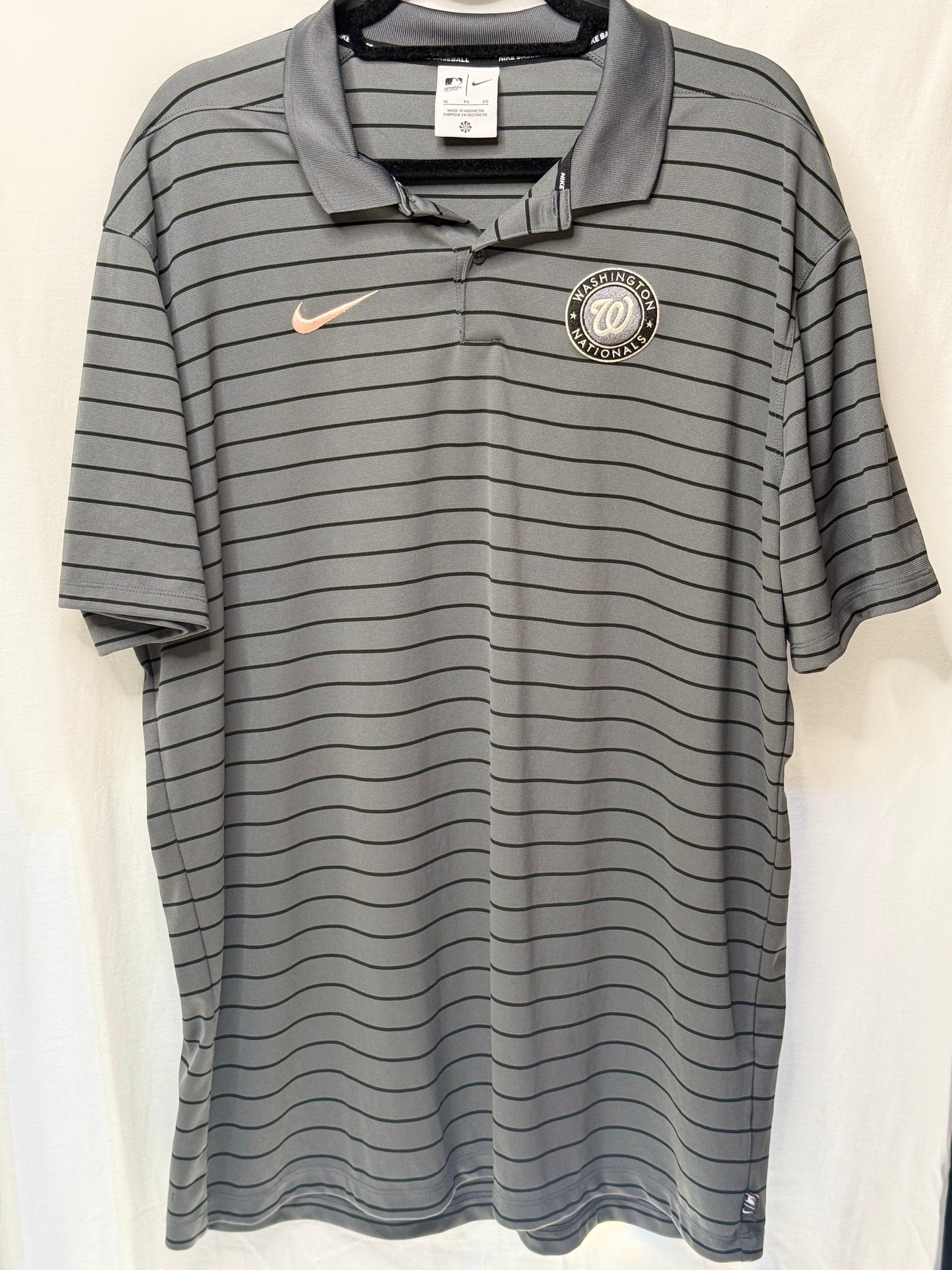 Washington Nationals Nike Cherry Blossom Polo – Gray with Black Stripes (2023, Size XL)