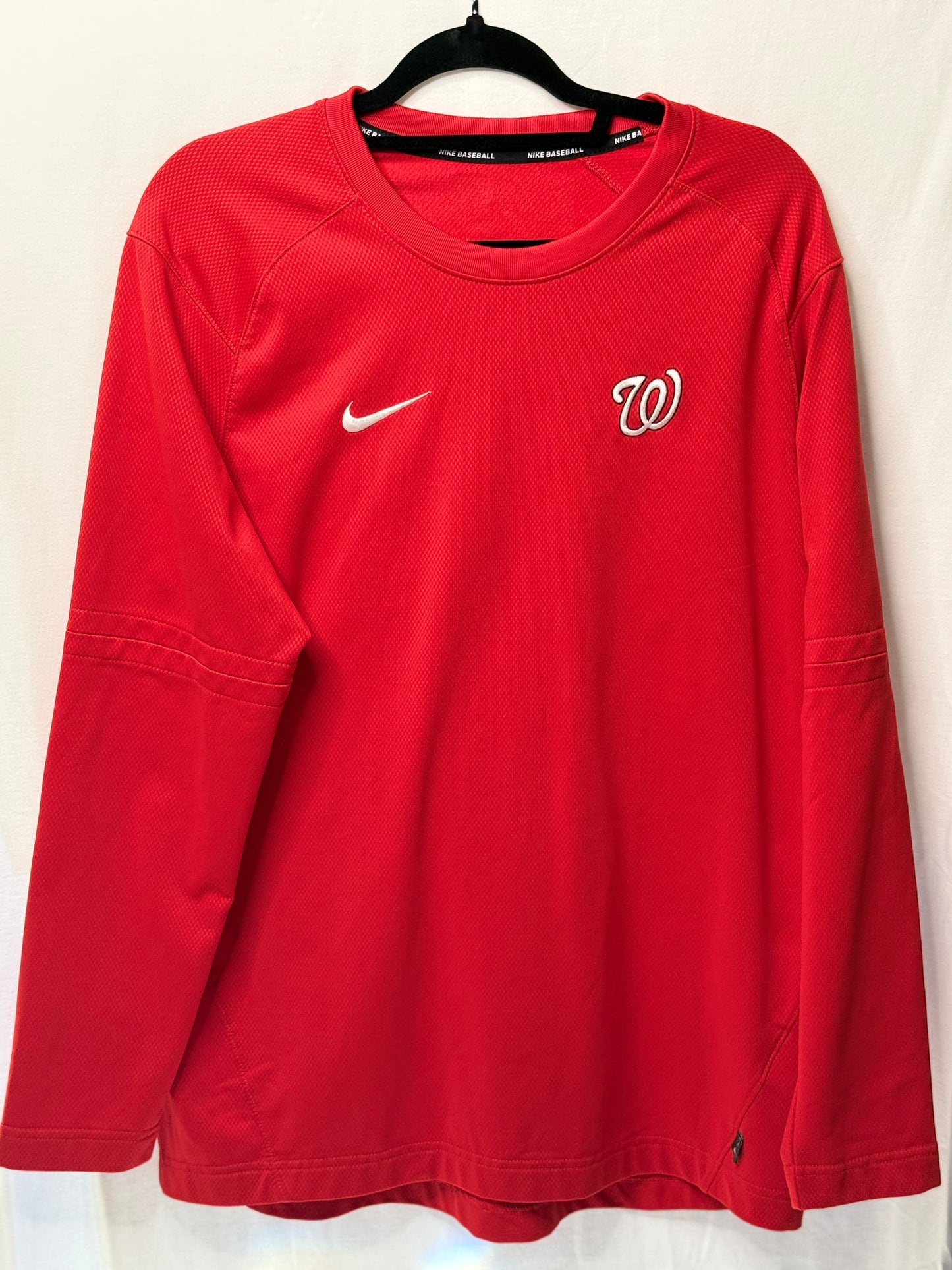 Washington Nationals Nike Dri-FIT Long Sleeve Shirt – Red (Size L, Embroidered Logo)