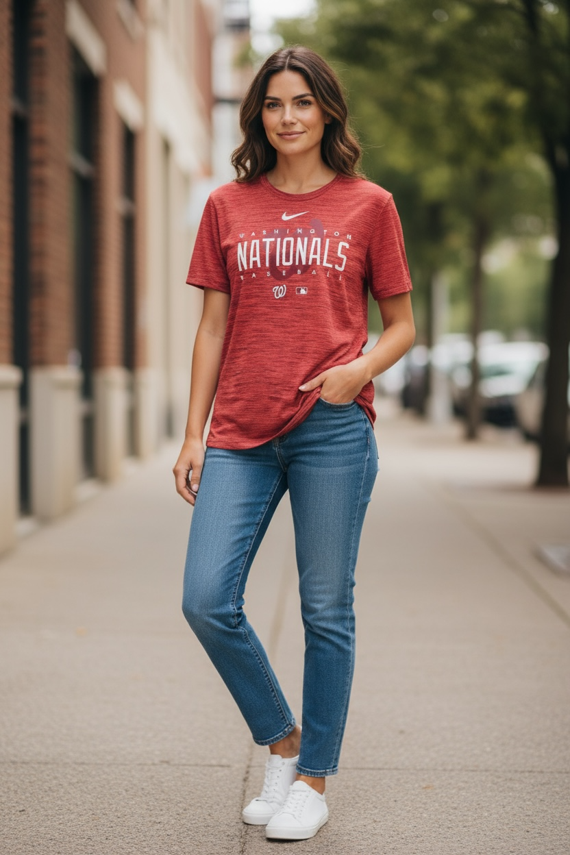 Washington Nationals Nike Dri-FIT Shirt – Red &amp; Black (Size L)
