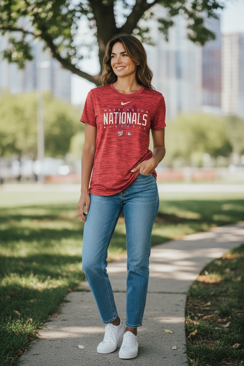 Washington Nationals Nike Dri-FIT Shirt – Red &amp; Black (Size L)