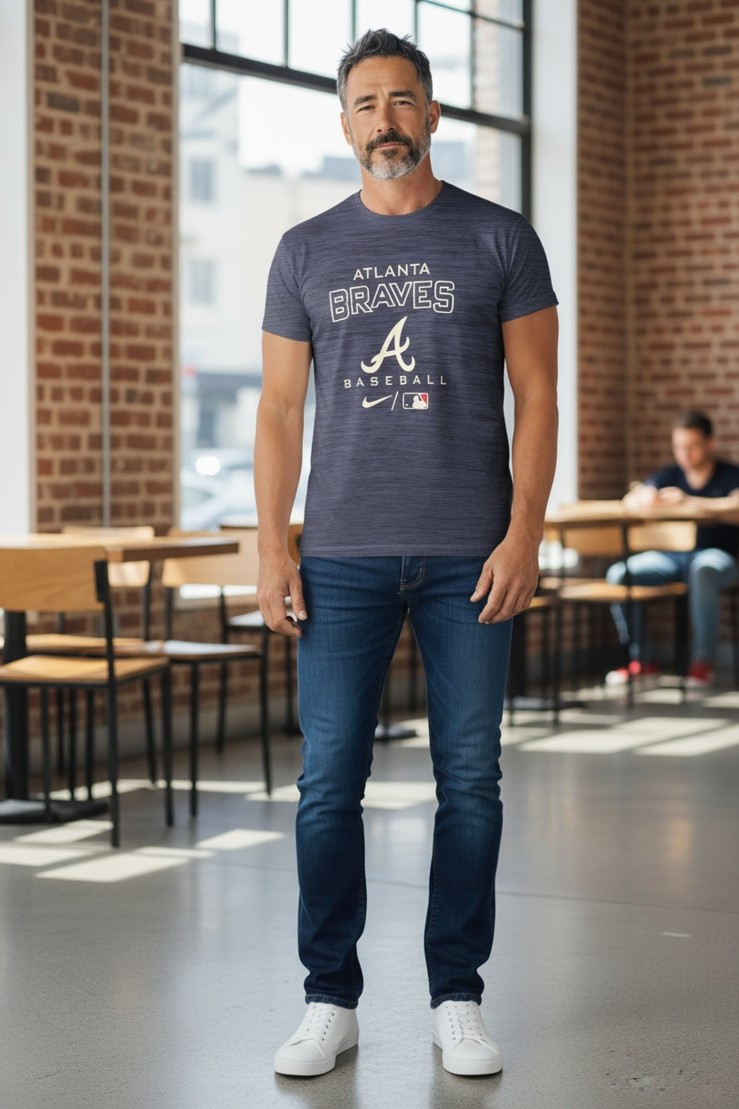 Atlanta Braves Nike Dri-FIT Shirt – Blue (Size M, Short Sleeve)