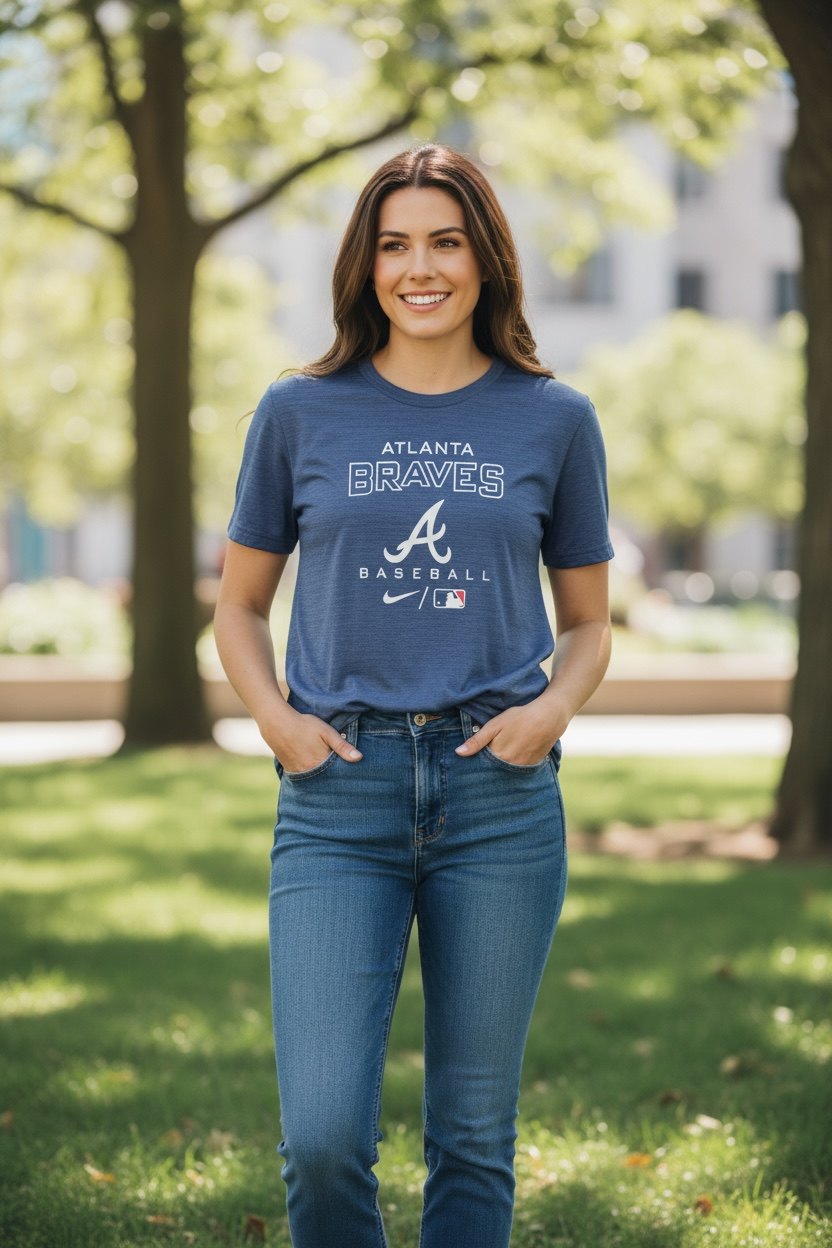 Atlanta Braves Nike Dri-FIT Shirt – Blue (Size M, Short Sleeve)