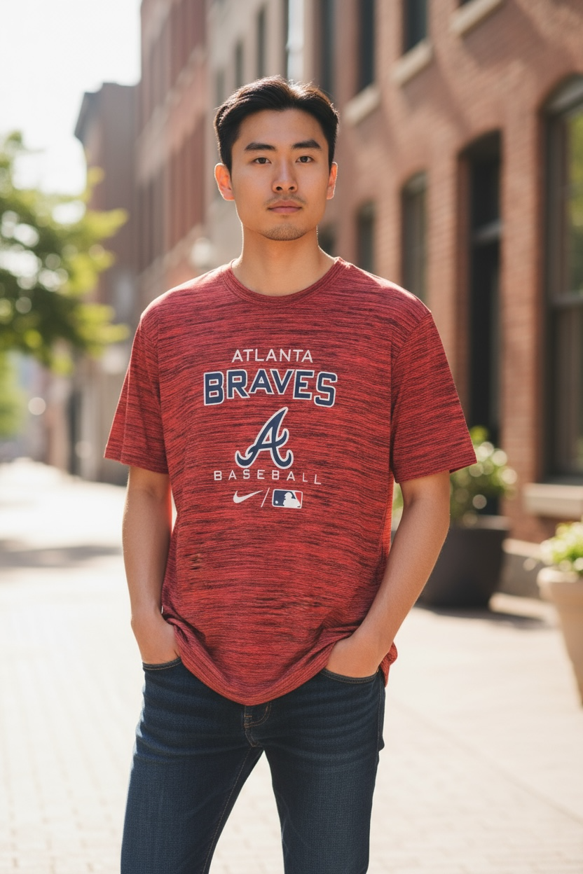 Atlanta Braves Nike Dri-FIT Shirt – Red (Size M, Short Sleeve)