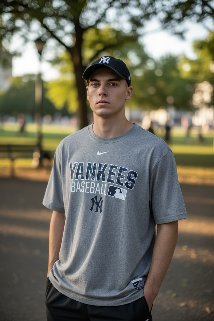 New York Yankees Nike Dri-FIT Shirt – Gray (Size L, Short Sleeve)