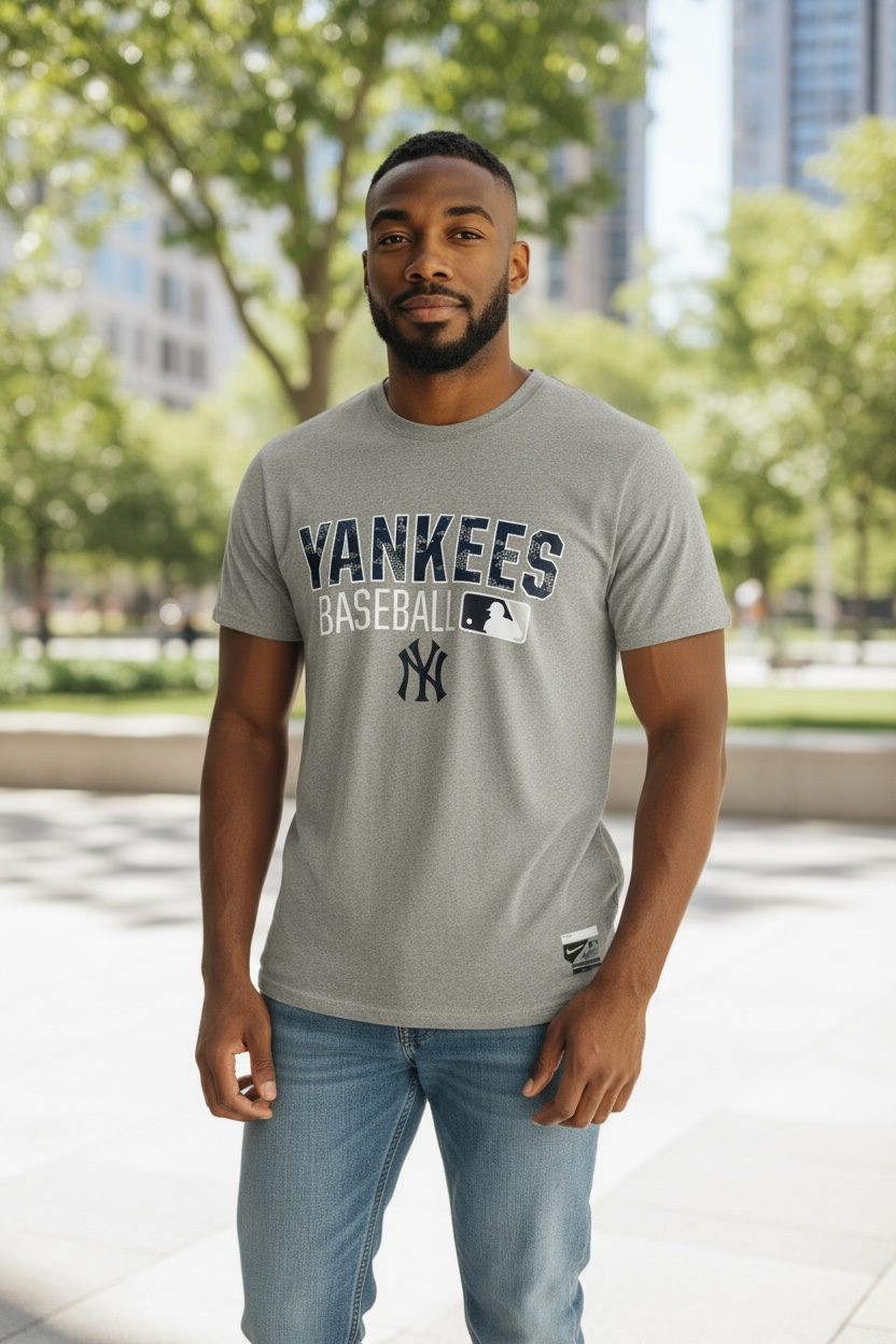 New York Yankees Nike Dri-FIT Shirt – Gray (Size L, Short Sleeve)