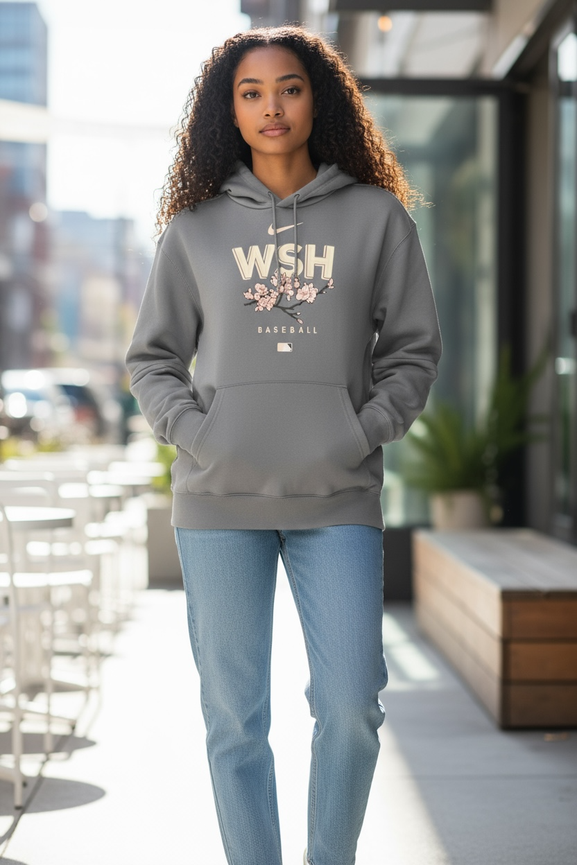 Washington Nationals Nike Dri-FIT Cherry Blossom Hoodie – Gray (Size XL)