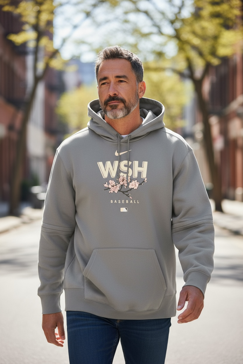 Washington Nationals Nike Dri-FIT Cherry Blossom Hoodie – Gray (Size XL)