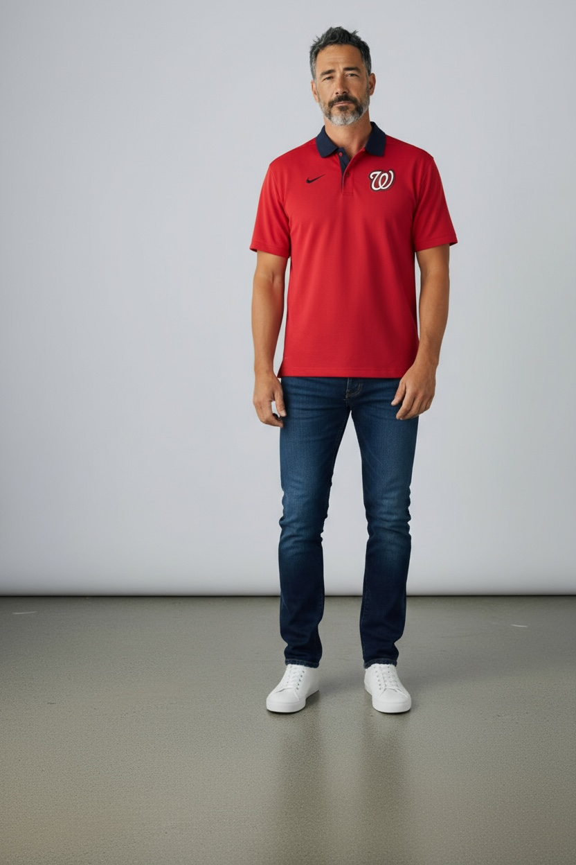 Washington Nationals Men’s Dri-FIT Polo – Nike (Size L, Short Sleeve)